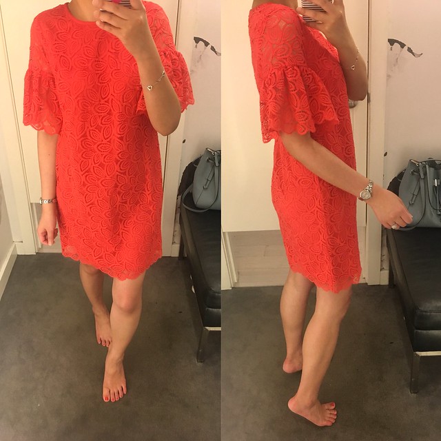  Ann Taylor Leaf Lace Flare Sleeve Shift Dress, size 0P