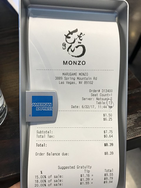 Monzo food bill