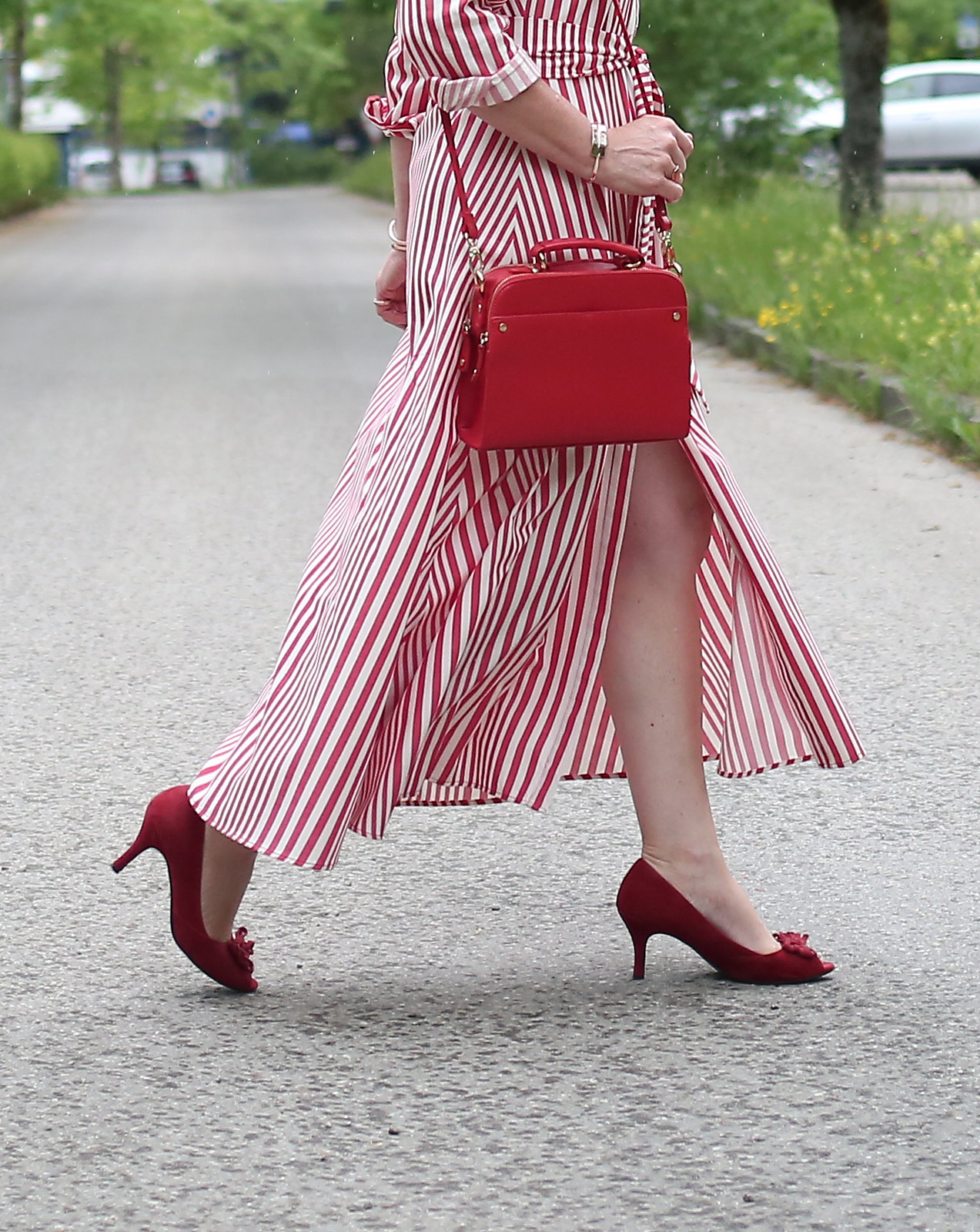 Zara Red Stripes Midi Dress LadyofStyle