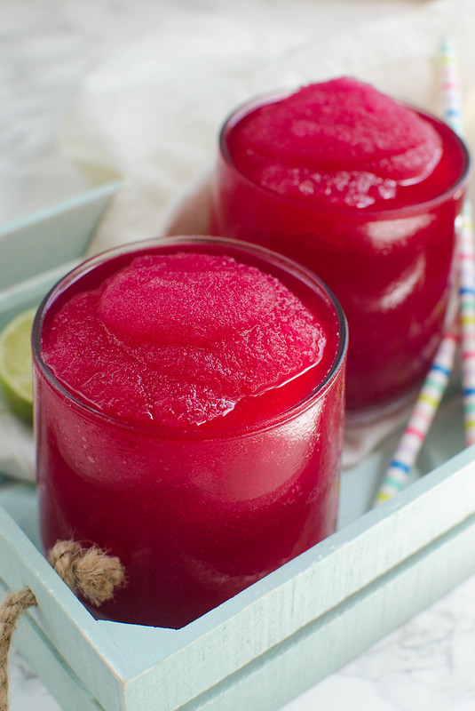 Frozen Prickly Pear Margaritas - fresh prickly pears, lime juice, and tequila! Is there anything better than a gorgeous pink margarita?!