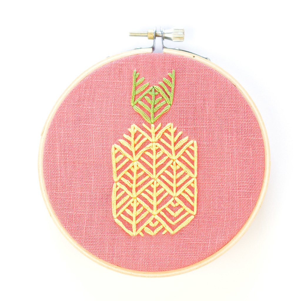 Foliage Stitch Pineapple Embroidery