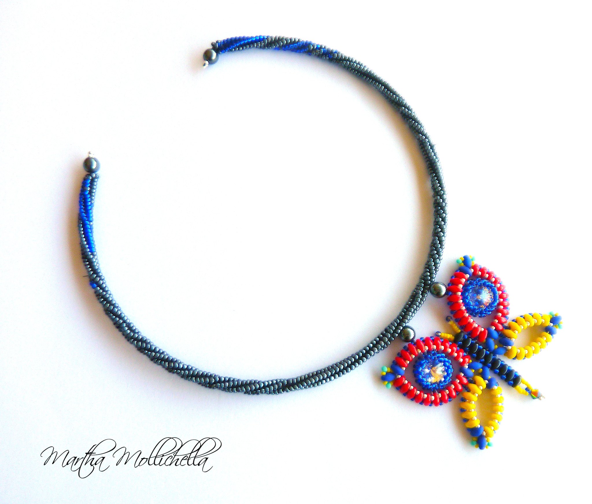 collana farfalla e Swarovski handmade by Martha Mollichella