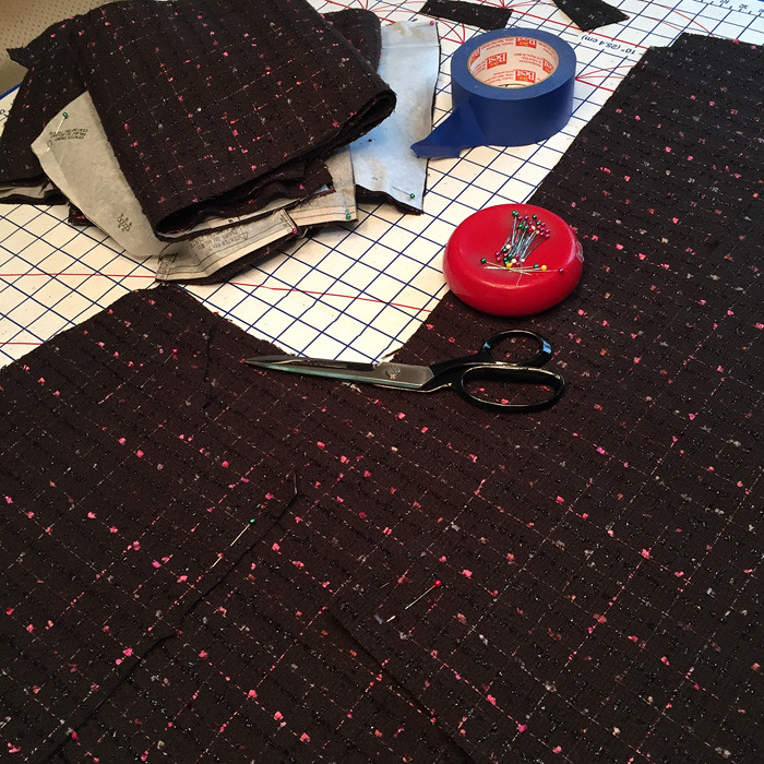 boucle coat cutting out