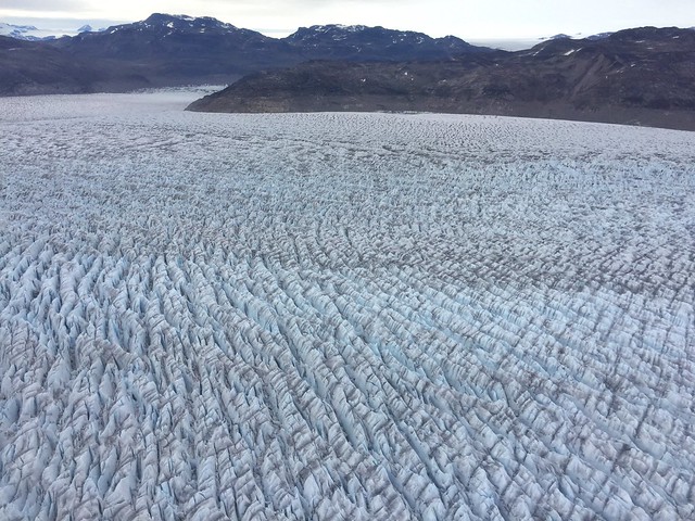 Glaciar Qorqup a vista de helicóptero (sur de Groenlandia)