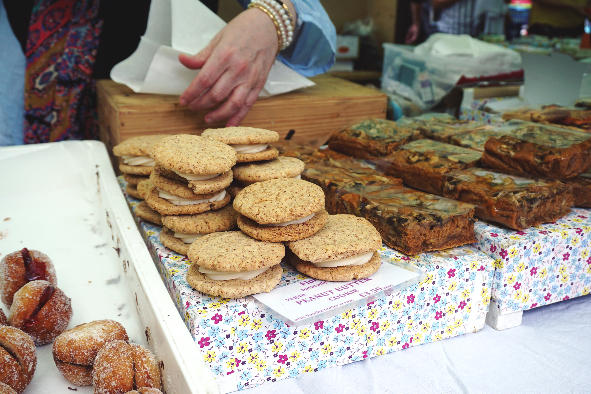 Peanut butter cookie sandwiches from Floris Foods | Flores Bakery | gluten free Broadway market guide | Hackney, London