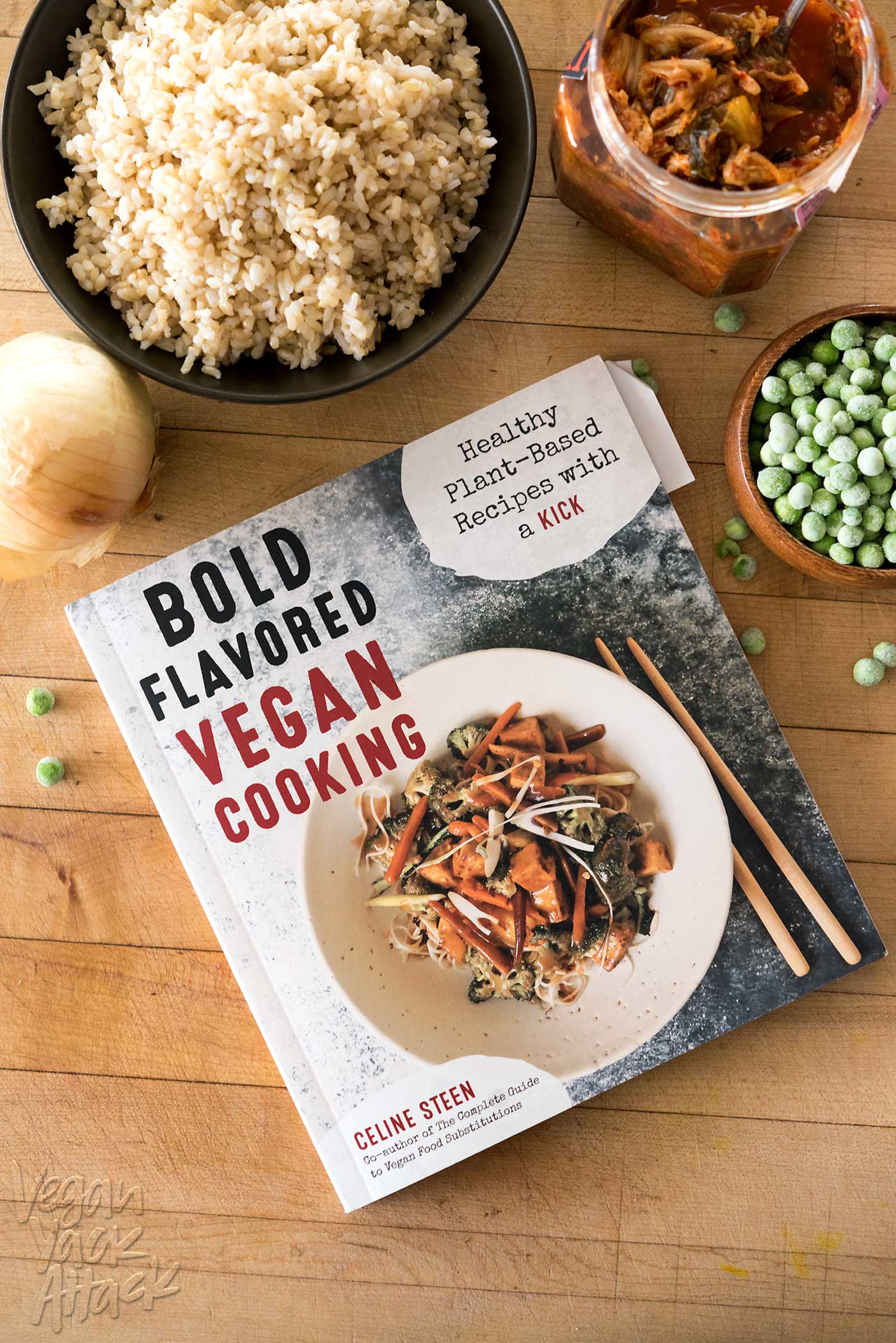 Vegan Kimchi Fried Rice, from the new Bold Flavored Vegan Cooking cookbook! So easy and WAY delicious! #vegan #glutenfree