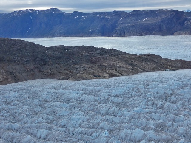 Glaciar Qorqup desde un helicóptero (Groenlandia)