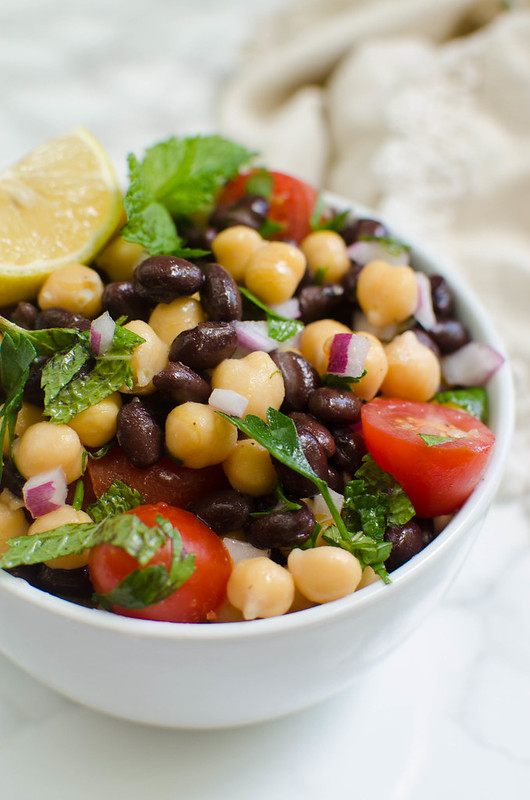 Balela Salad - Trader Joe's copycat recipe! Middle Eastern bean salad with veggies, fresh herbs, and a light citrus dressing. So easy, so delicious, and perfect for meal prep!