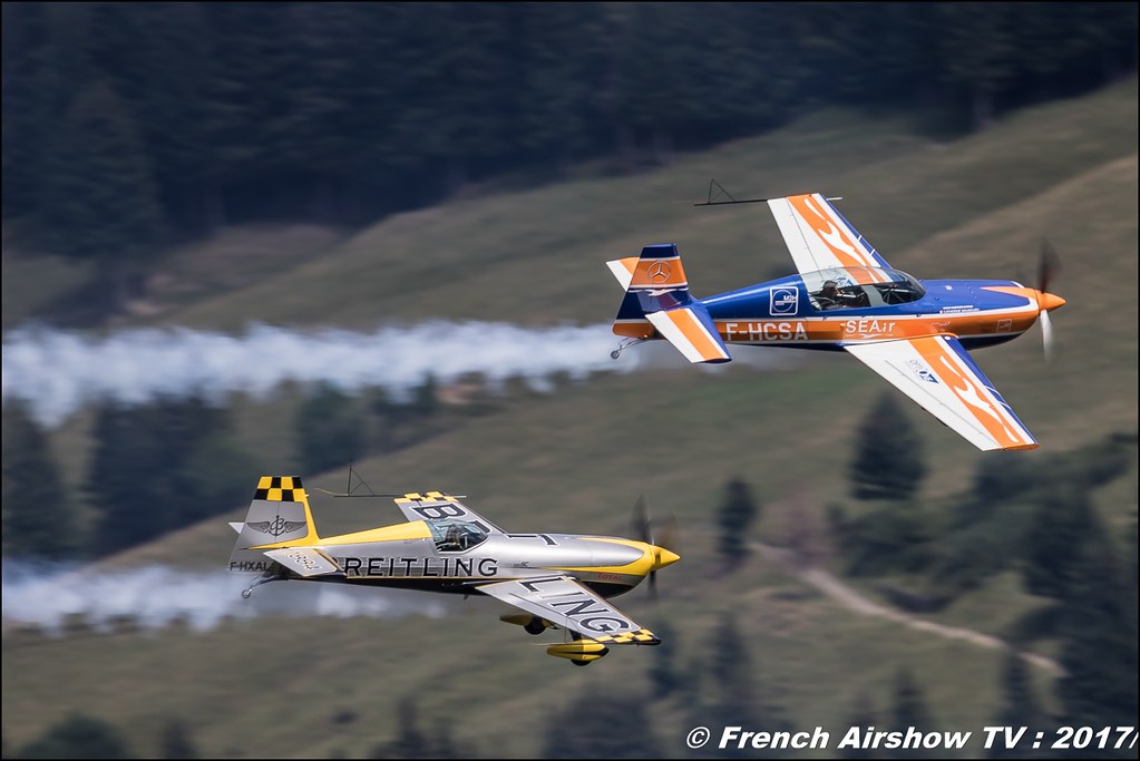 extra 330 sc Aude Lemordant F-HXAL & Extra EA 300 L F-HCSA Catherine Maunoury 50ans d'Aviation Megeve 2017 - altiport de Megève , Haute-Savoie, Auvergne-Rhône-Alpes , Meeting Aerien 2017