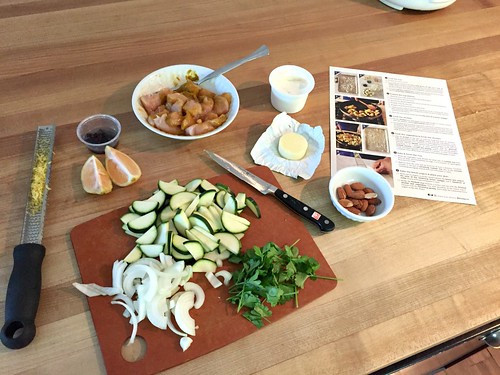 prepping a blue apron meal