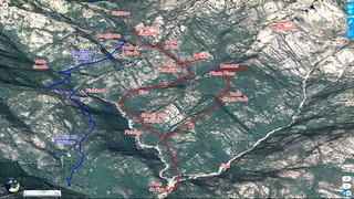 Photo 3D du ruisseau du Finicione en longitudinal entre le pont de Figa et le pied du versant Castedducciu