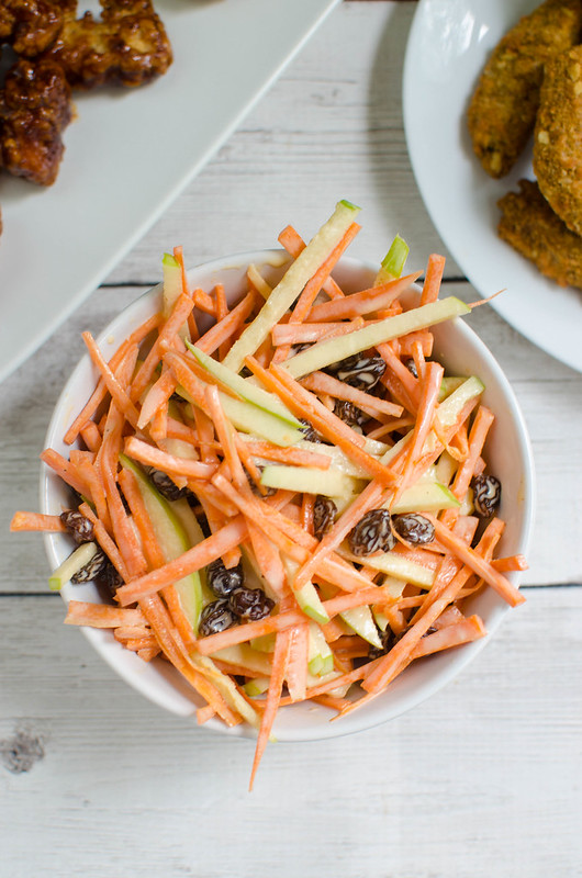 Carrot Apple Salad - sliced carrots and apples with raisins in a sweet and tangy dressing! So easy and so delicious! My kids love this! 