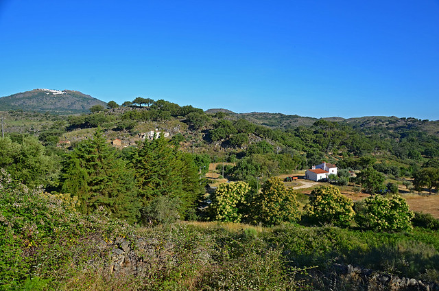 View from the terrace with Marvao on its hilltop (left), Alentejo, Portugal