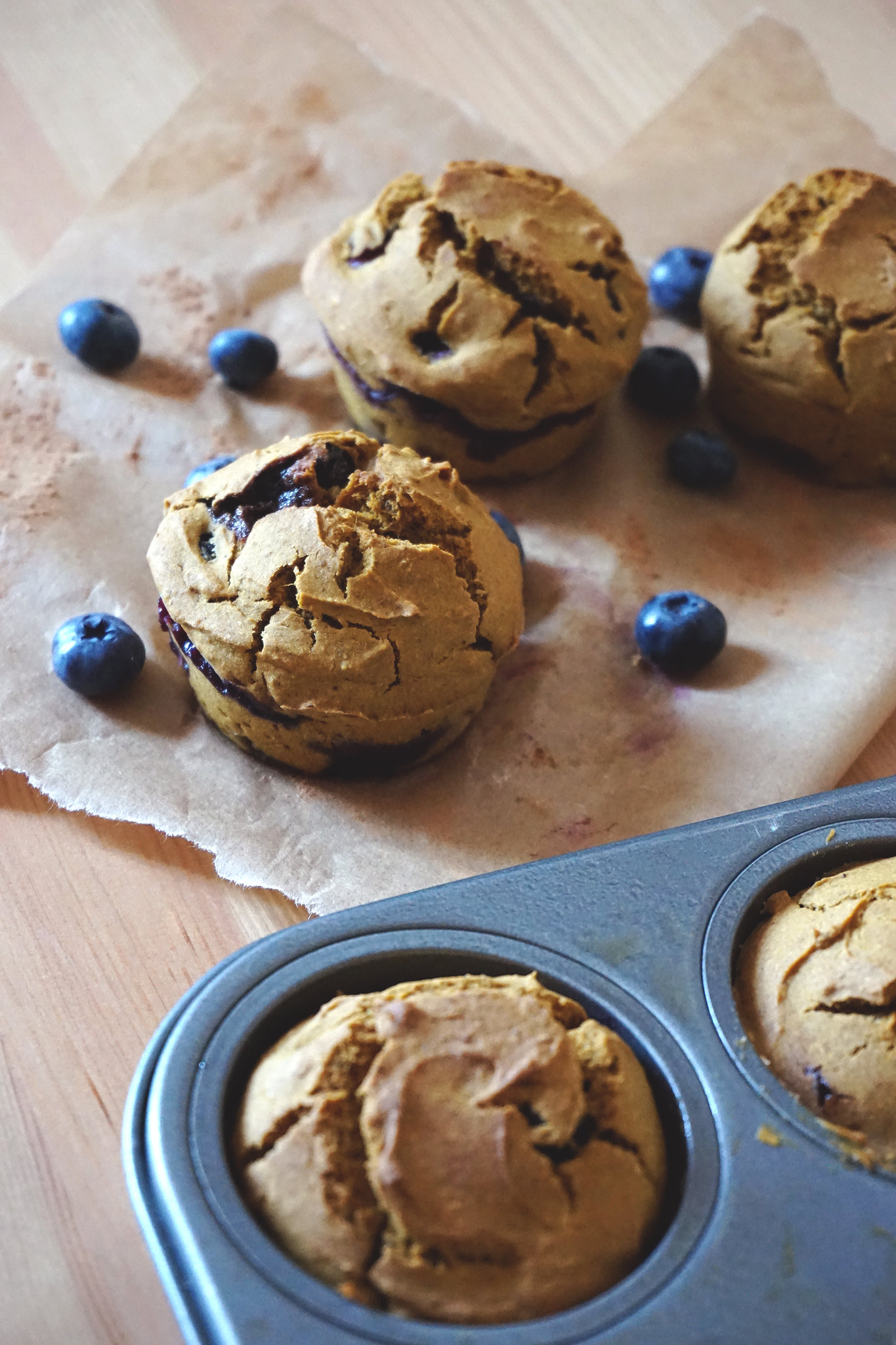 Gluten free blueberry pumpkin muffins