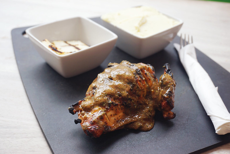 Gluten free chargrilled chicken with Lebanese sauce + mashed potatoes and grilled halloumi from Roosters Piri Piri | Gluten free Notting Hill guide | Gluten free London | Ladbroke Grove | Bayswater | Portobello Market | West London | Kensington