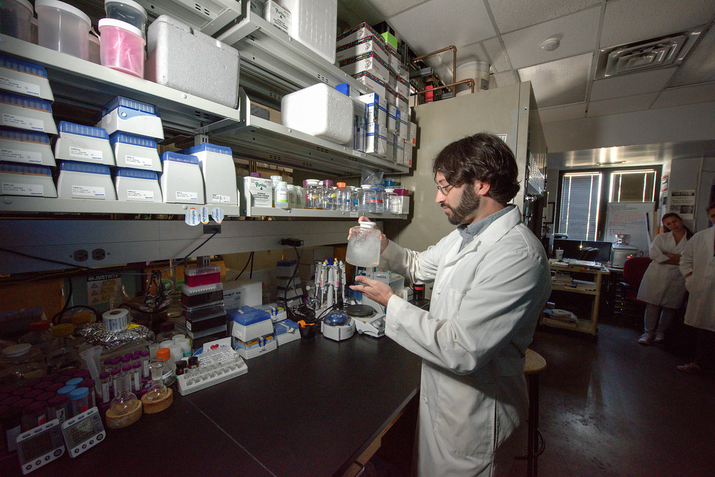 Steven Masoorabadi working in his lab