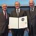 Rusty Gray (Materials Science in Radiation and Dynamics Extremes, MST-8) (center) is inducted into the National Academy of Engineering (NAE) by Chairman Gordon England (left) and President Dan Mote 