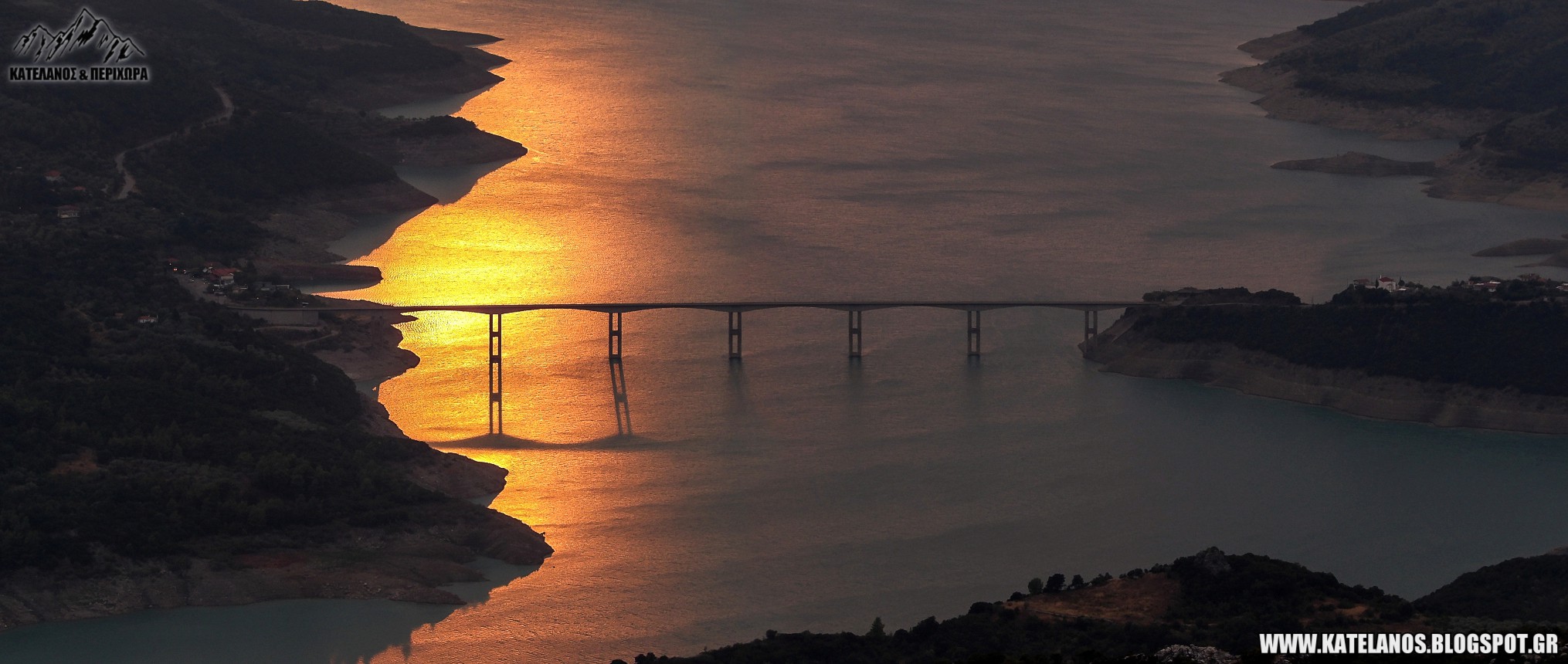 τεχνητη λιμνη κρεμαστων ευρυτανια φιδακια τσαγκαράλωνα ηλιοβασιλεμα γεφυρα επισκοπης