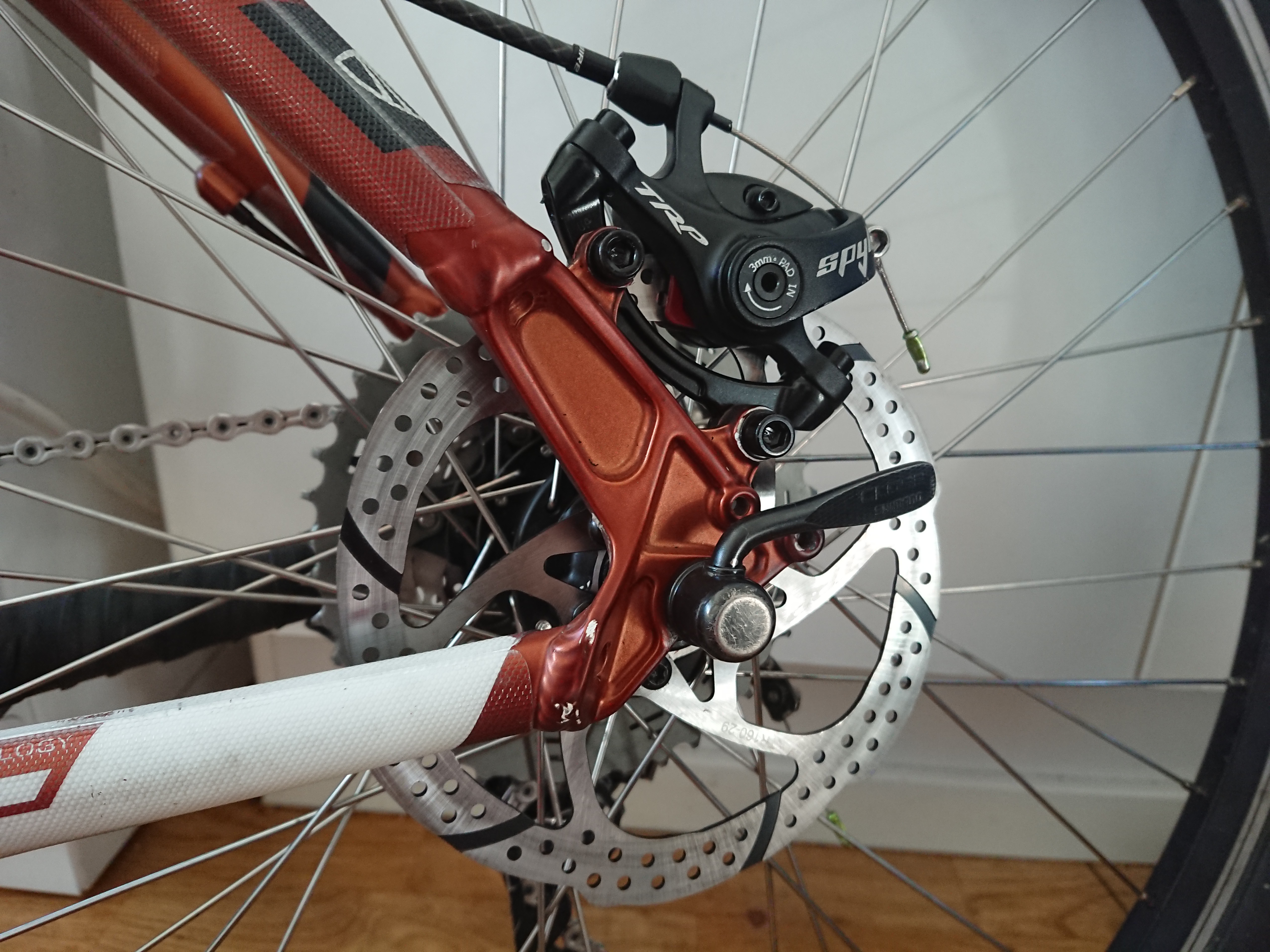 TRP Spyke Mechanical Post-Mount Caliper for long-pull levers without rotor 
