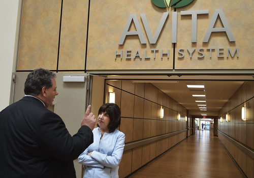 Assistant to the Secretary for Rural Development Anne Hazlett with Jerry Morasko, President and CEO, Avita Health System