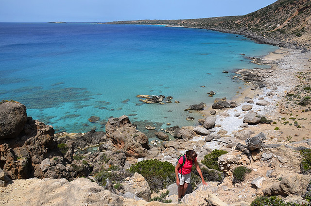 Walking, climbing from Beach, Crete