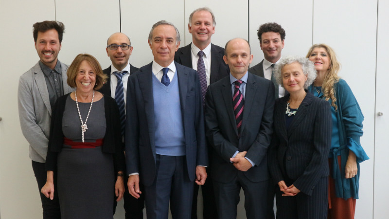His Excellency Pasquale Terracciano meeting staff and students from PoLIS with Deputy-Vice-Chancellor and Provost Professor Bernie Morley.