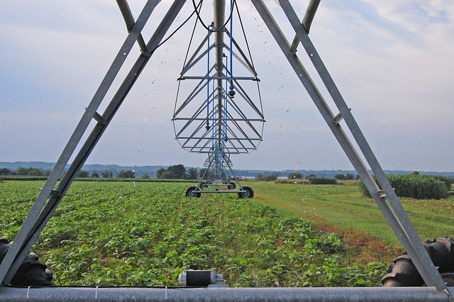 An irrigation system in a field.