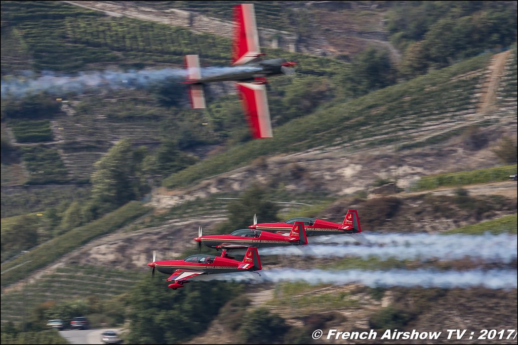 La patrouille des Royal Jordanian Falcons , Breitling Sion Air Show 2017 , sion airshow , montagne , Alpes suisse , Canton du Valais , Meeting Aerien 2017