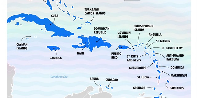 Mapa de las islas del Caribe