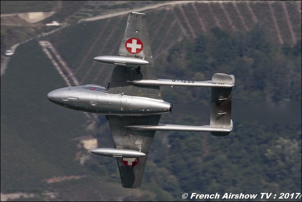 de Havilland Vampire T.55 - U-1208/HB-RVF , Breitling Sion Air Show 2017 , sion airshow , montagne , Alpes suisse , Canton du Valais , Meeting Aerien 2017