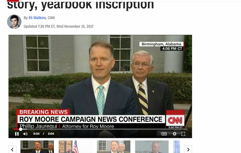 Screenshot of the CNN page with the video present