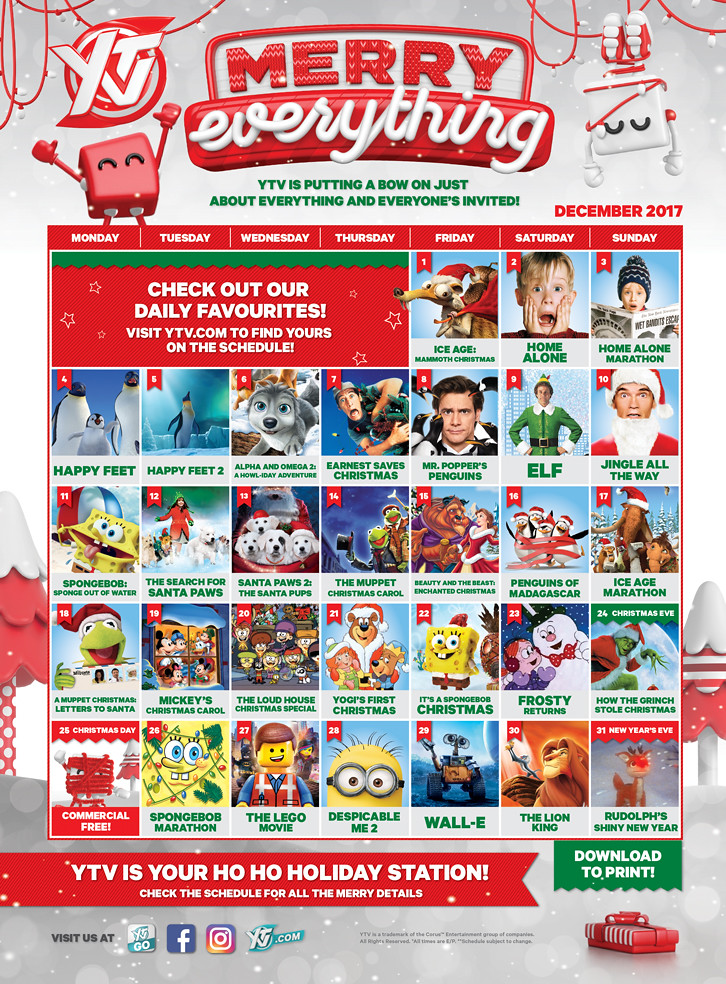 Watch your holidays favourites on YTV this December! Here is the schedule.