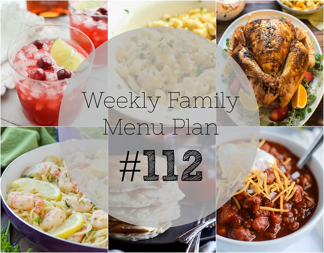 Weekly Family Menu Plan - 5 weeknight dinners, a weekend breakfast, and a yummy dessert!
