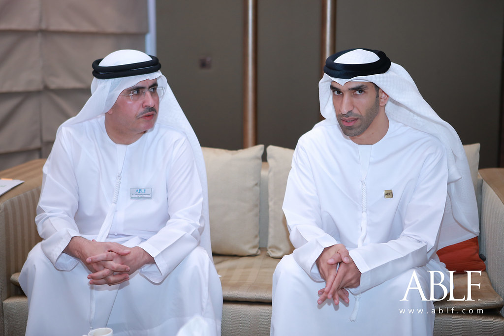 H.E. Saeed Mohammed Al Tayer, Vice Chairman, Dubai Supreme Council of Energy and MD & CEO, Dubai Electricity & Water Authority (DEWA), H.E. Dr Thani Bin Ahmed Al Zeyoudi, Cabinet Member and Minister of Climate Change and Environment, UAE, in conversation at the ABLForum 2017