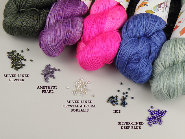 Crystalline Shawl kit – knitting pattern, yarn & beads