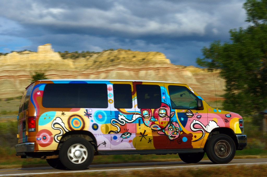 Escape Rental Campervan, Utah Highway 12 in Cannonville, Utah, October 6, 2015, elevation 5918 ft (1804 m).  Escape Campervans has multiple rental locations in the US, with a new location opening soon in Vancouver, Canada.