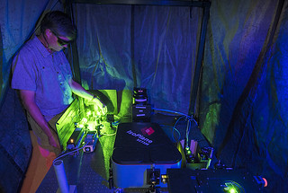 Stephen Doorn, of Los Alamos National Laboratory, working on an instrument used for spectroscopic characterization of carbon nanotubes.