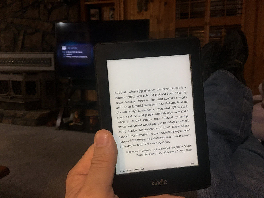 Today’s photo: Relaxing and reading a book on my Kindle. February 5, 2018 (Apple iPhone 6s)