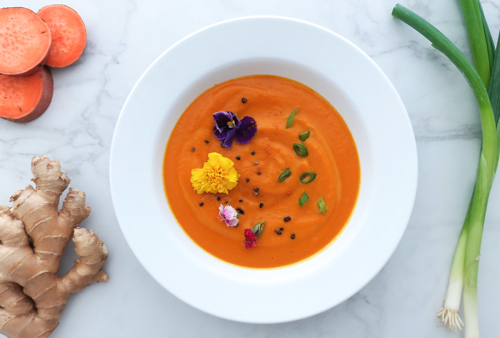 Organic Sweet Potato Soup with Root Vegetables