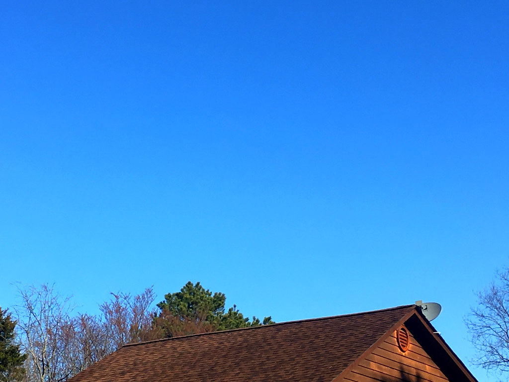 Blue sky without clouds after extended period of clouds and rain, west-central Arkansas, February 26, 2018 (Apple iPhone 6s) 