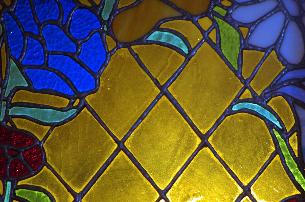 Today’s photo: Stained glass; portion of a window in a partial wall between kitchen and living room, January 26, 2018 (Pentax K-3 II)
