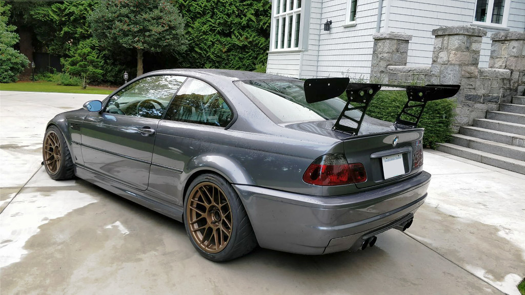 Our customer' Nick's track ready E46 M3 with 18" ARC-8 wheel...
