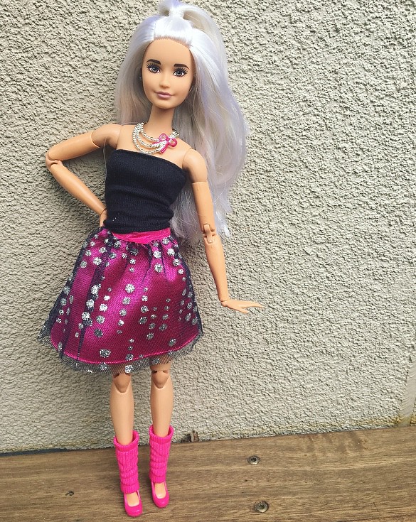 NEW Barbie Evolution Fashionista Curvy Doll Pink & Black Stripe Skirt ~ Clothing