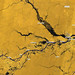 An image from a Landsat satellite of Brazil, where the Amazon flows into the Rio Negro and Solimoes River. 