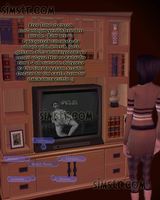 The Sims 2 FreeTime Hobbies Film Literature Film ve Edebiyat Hobisi Watch Movie Spooky Children Drama Comedy Action