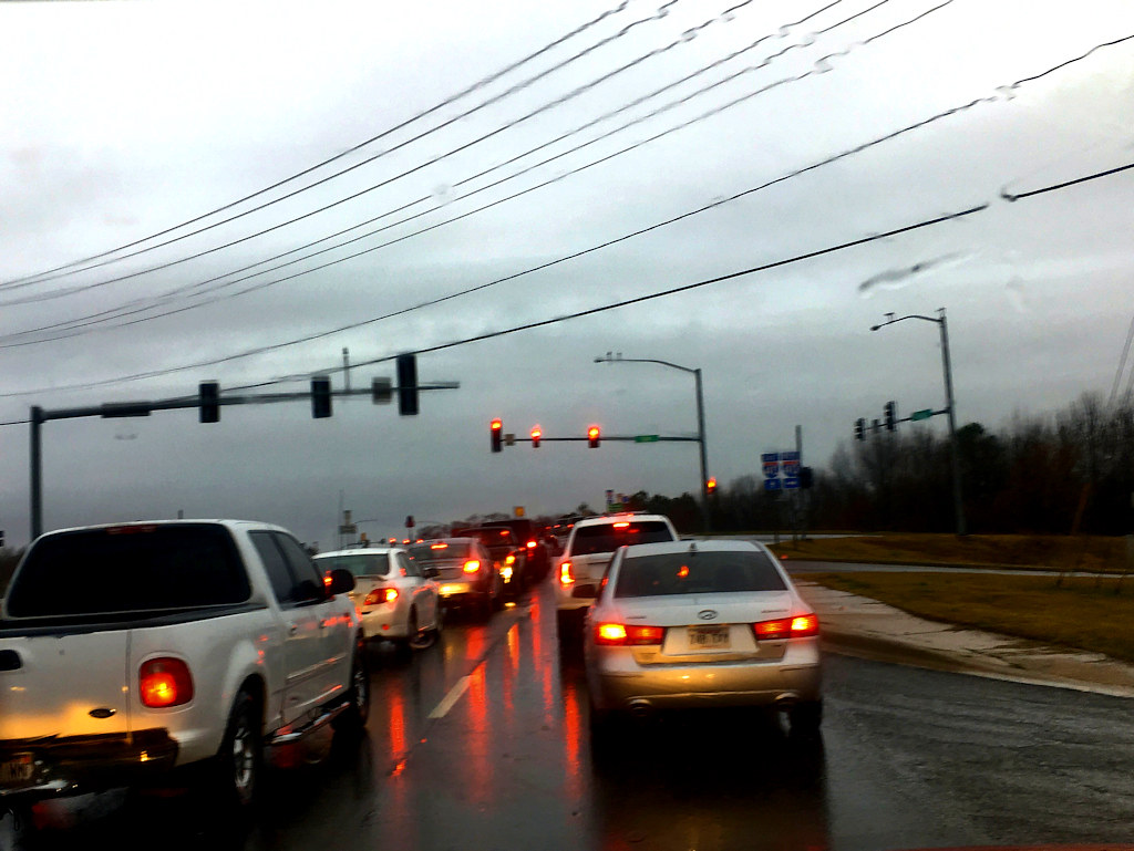 Today’s photo: Rush hour rain on AR-7 at I 40, Russellville, Arkansas, February 21, 2018 (Apple iPhone 6s) 