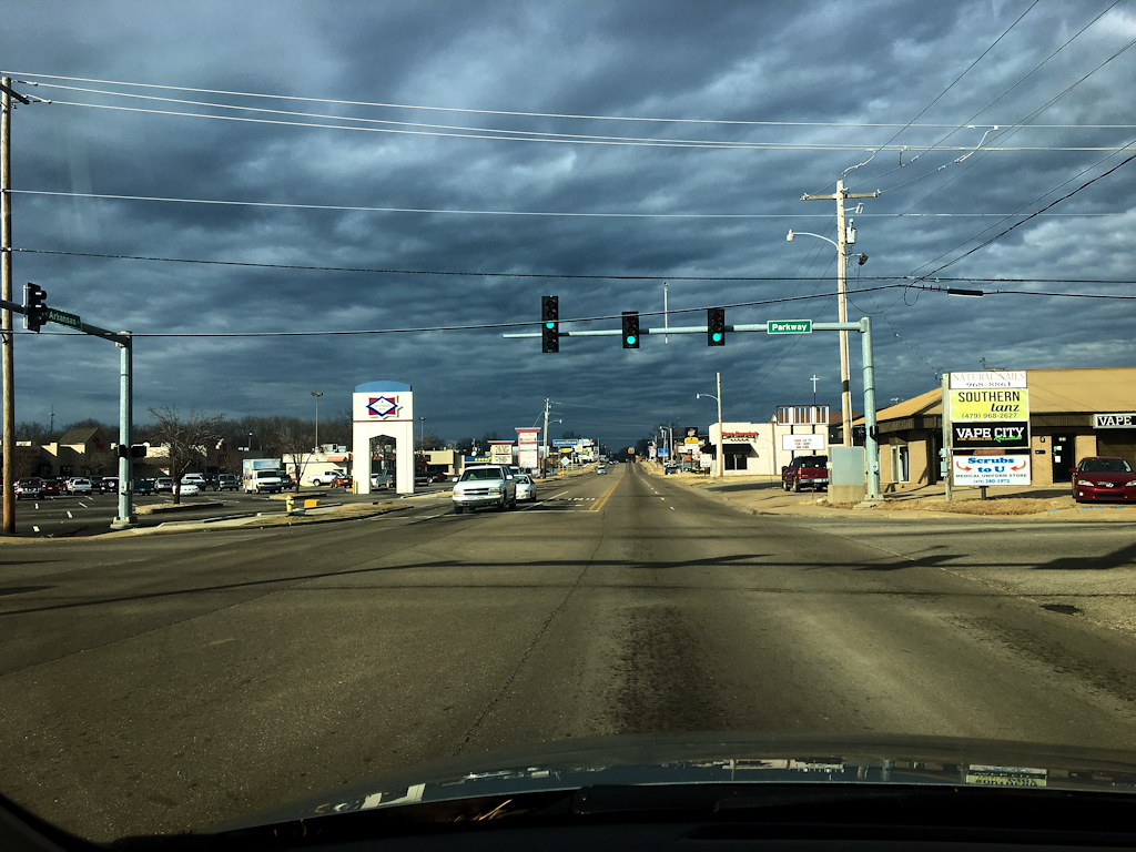 Today’s photo: Dark sky on the way home from the gym, 3 PM, Sunday, January 14, 2018, Russellville, Arkansas (Apple iPhone 6s)