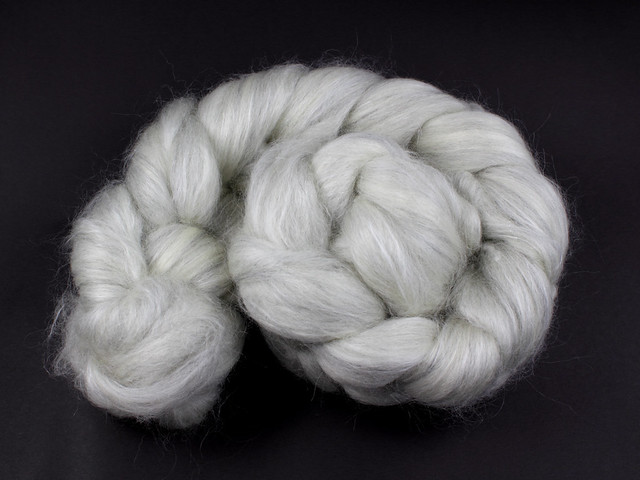 Lustre Blend fine British wool, merino, silk undyed combed top/roving Spinning Fibre 100g