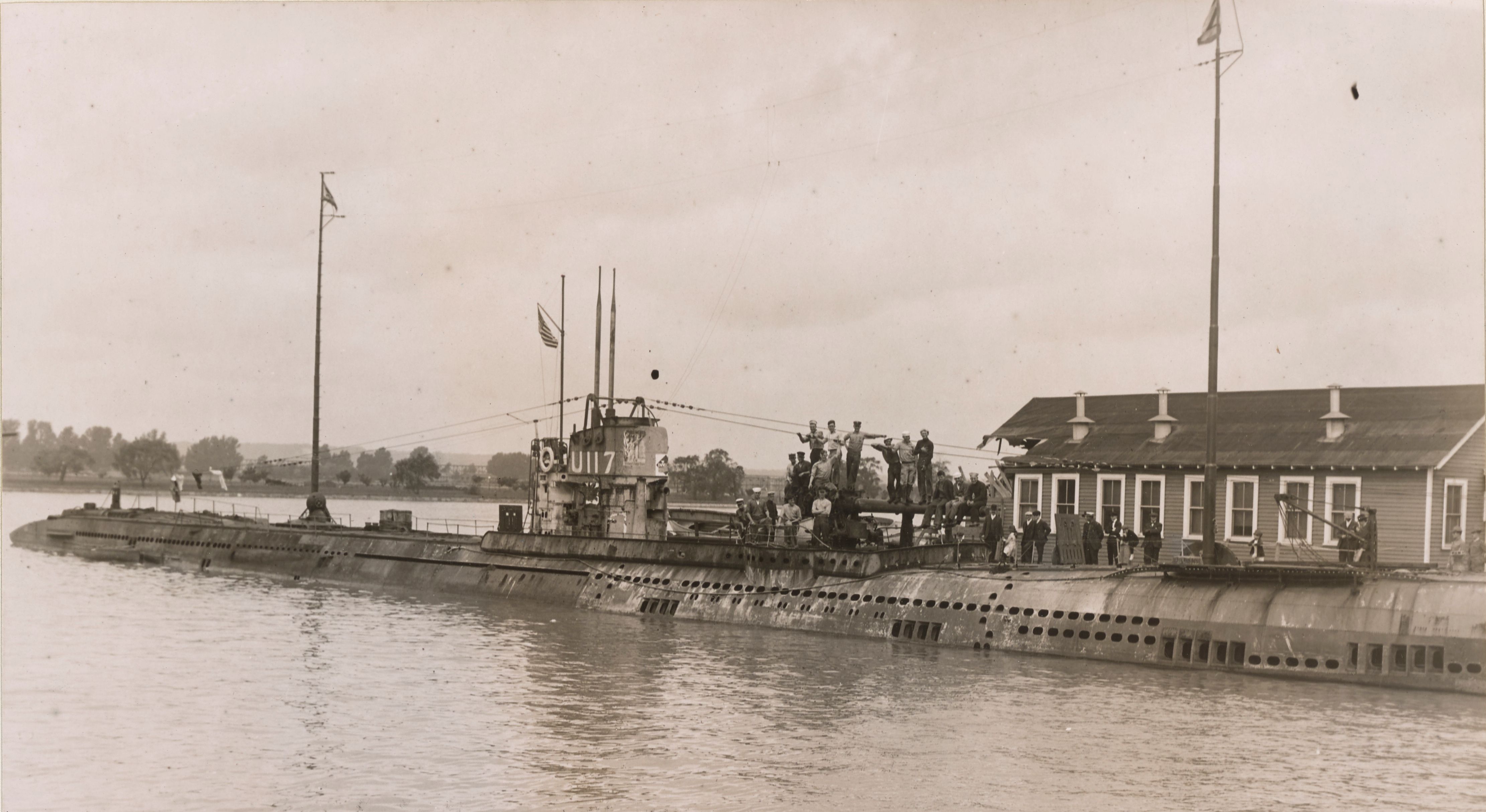 German submarine U117 with an American crew after being brought to