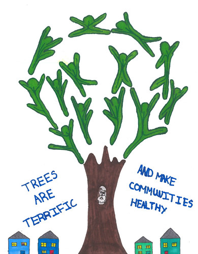 2018 winning Arbor Day poster by Overall first-place winner is Annah Landry from Carroll County